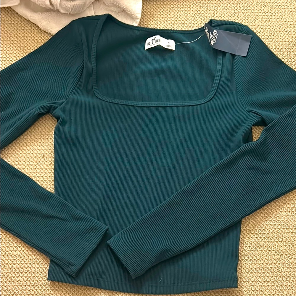Hollister Women's Teal Long Sleeve Top